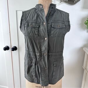 NORDSTROM Utility military gunmetal greenish grey Vest L